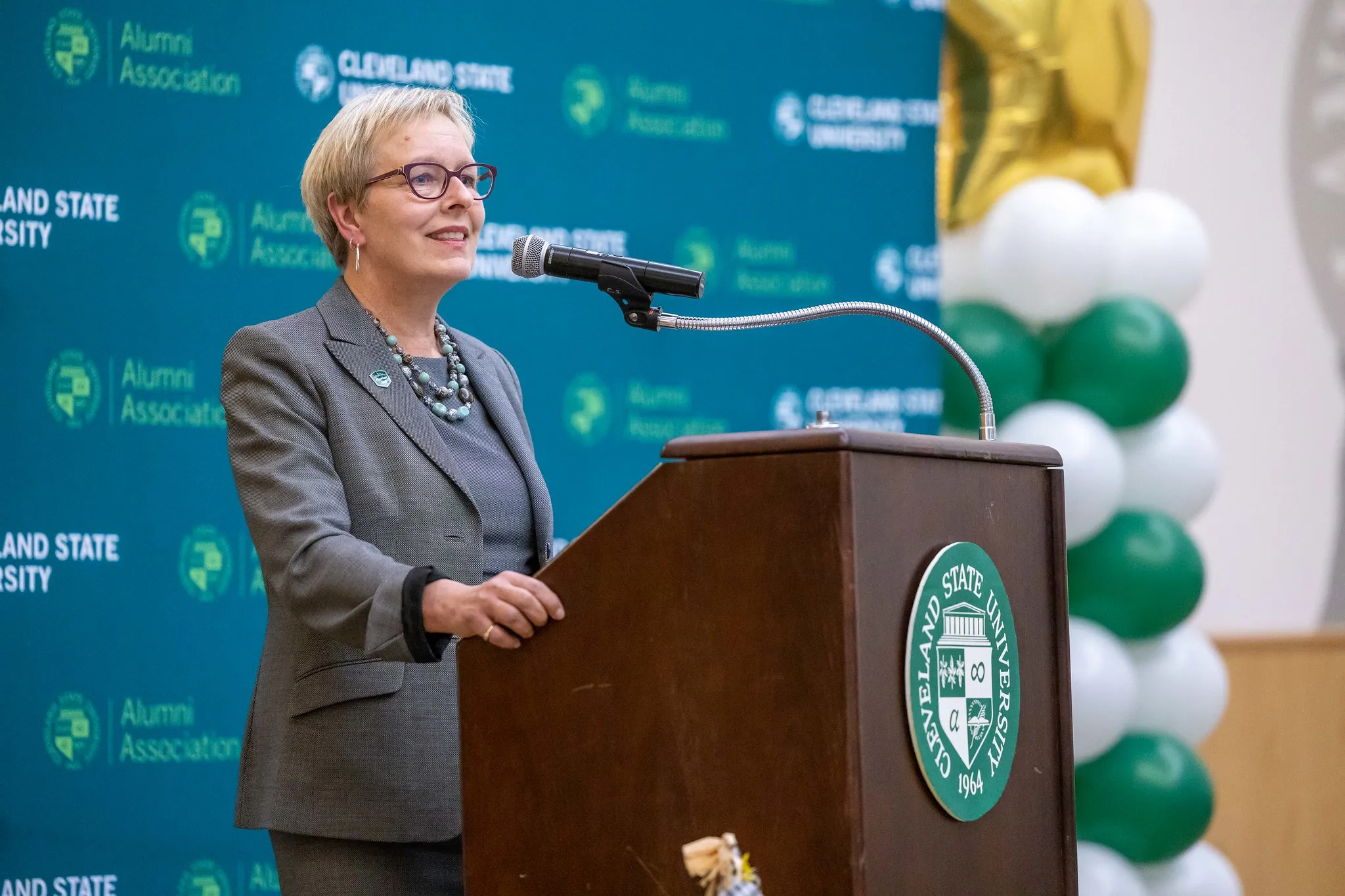 Cleveland State University President Laura Bloomberg