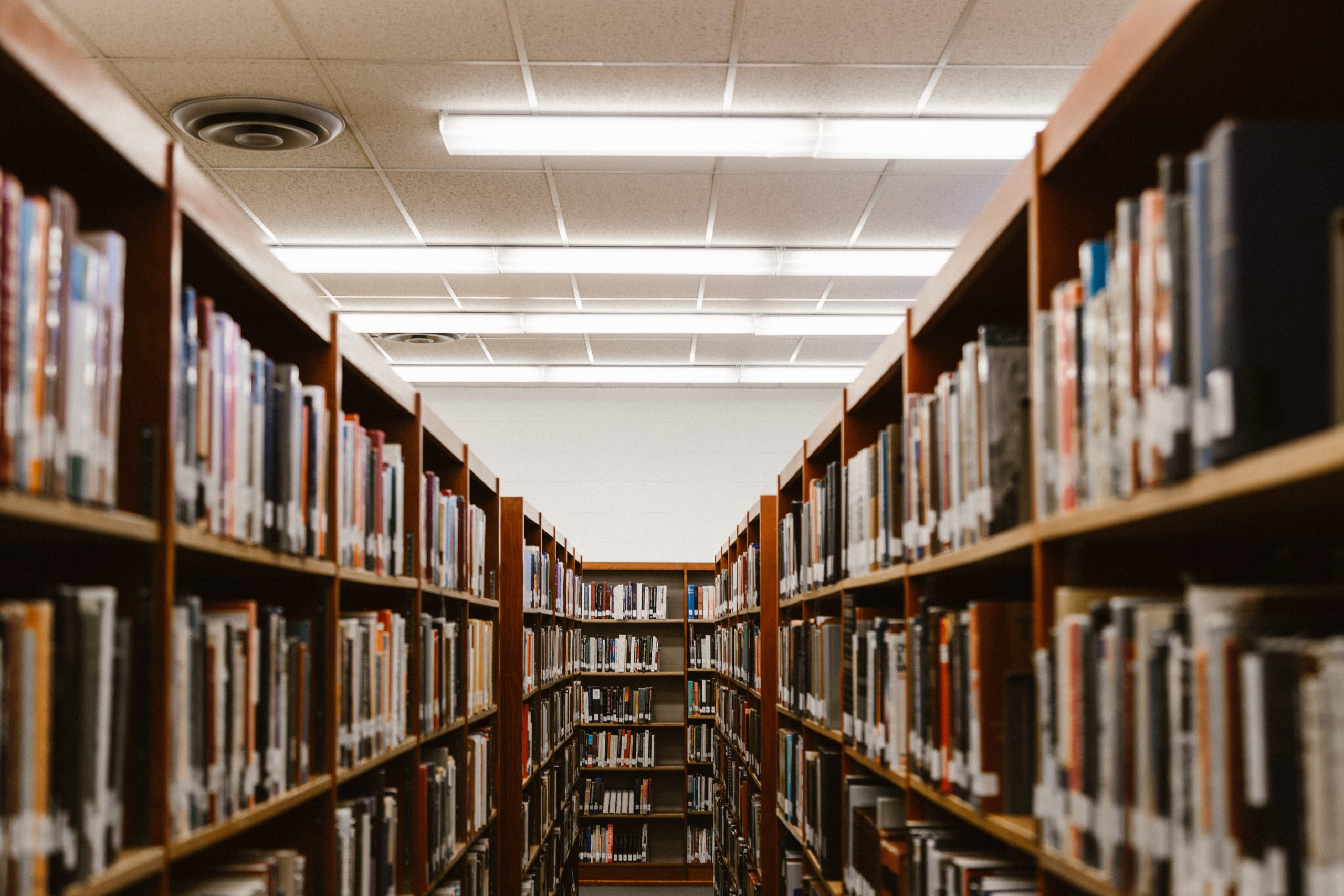 Library shelves filled with books