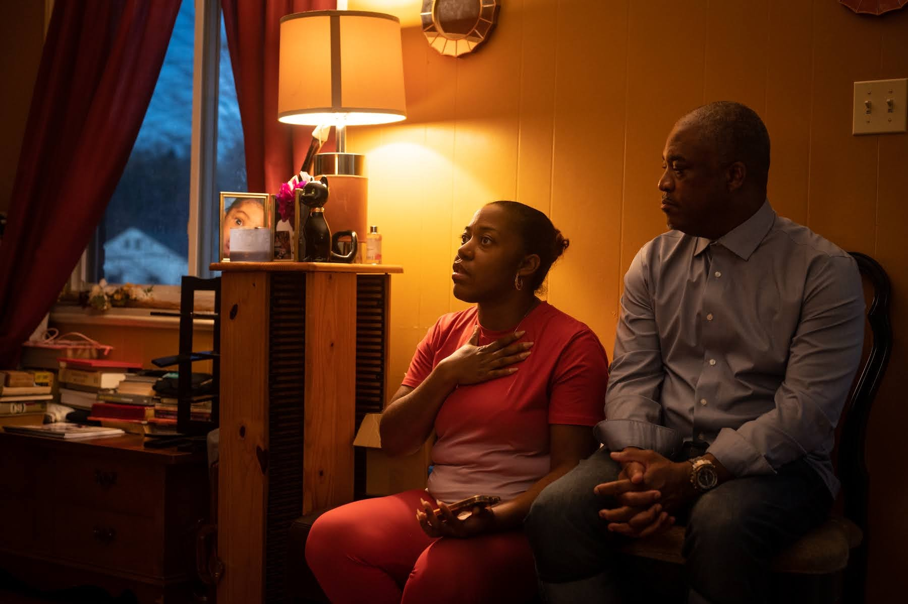 Doris Harvin-Taylor, left, speaks about the choices they’ve made for their children’s education, Monday, Nov. 7, 2022, at their home in Morningside, beside her husband Kwame Taylor.