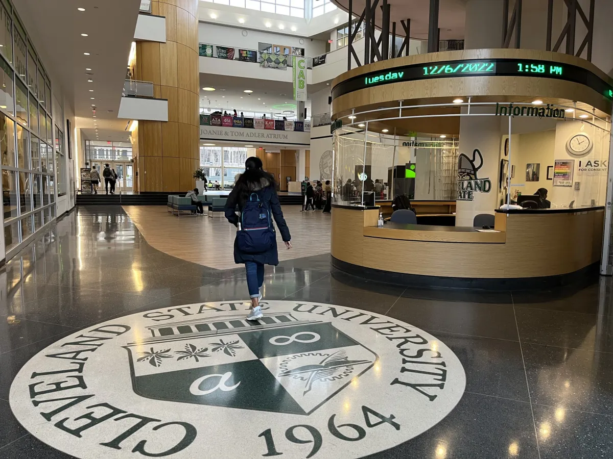 Cleveland State University students visit the student center