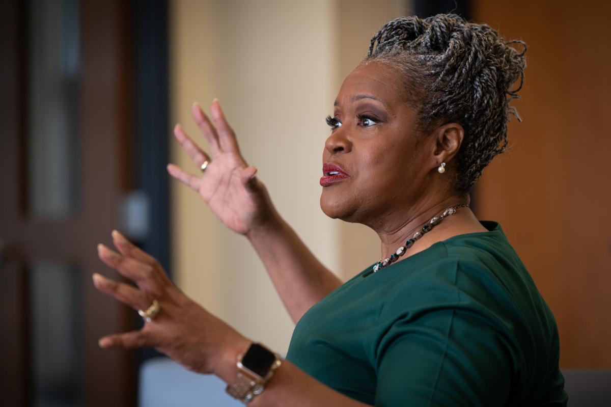 Carlow University President Kathy Humphrey speaks